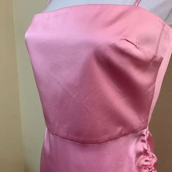 Amanda Uprichard X Revolve Chiara Mini Dress Small in Pink Flamingo Silk Satin